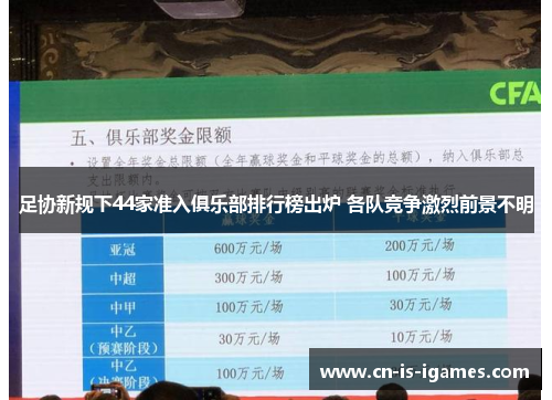 足协新规下44家准入俱乐部排行榜出炉 各队竞争激烈前景不明